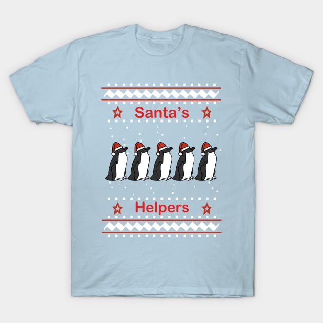 Santas Helpers Christmas Sweaters Penguins T-Shirt by ellenhenryart